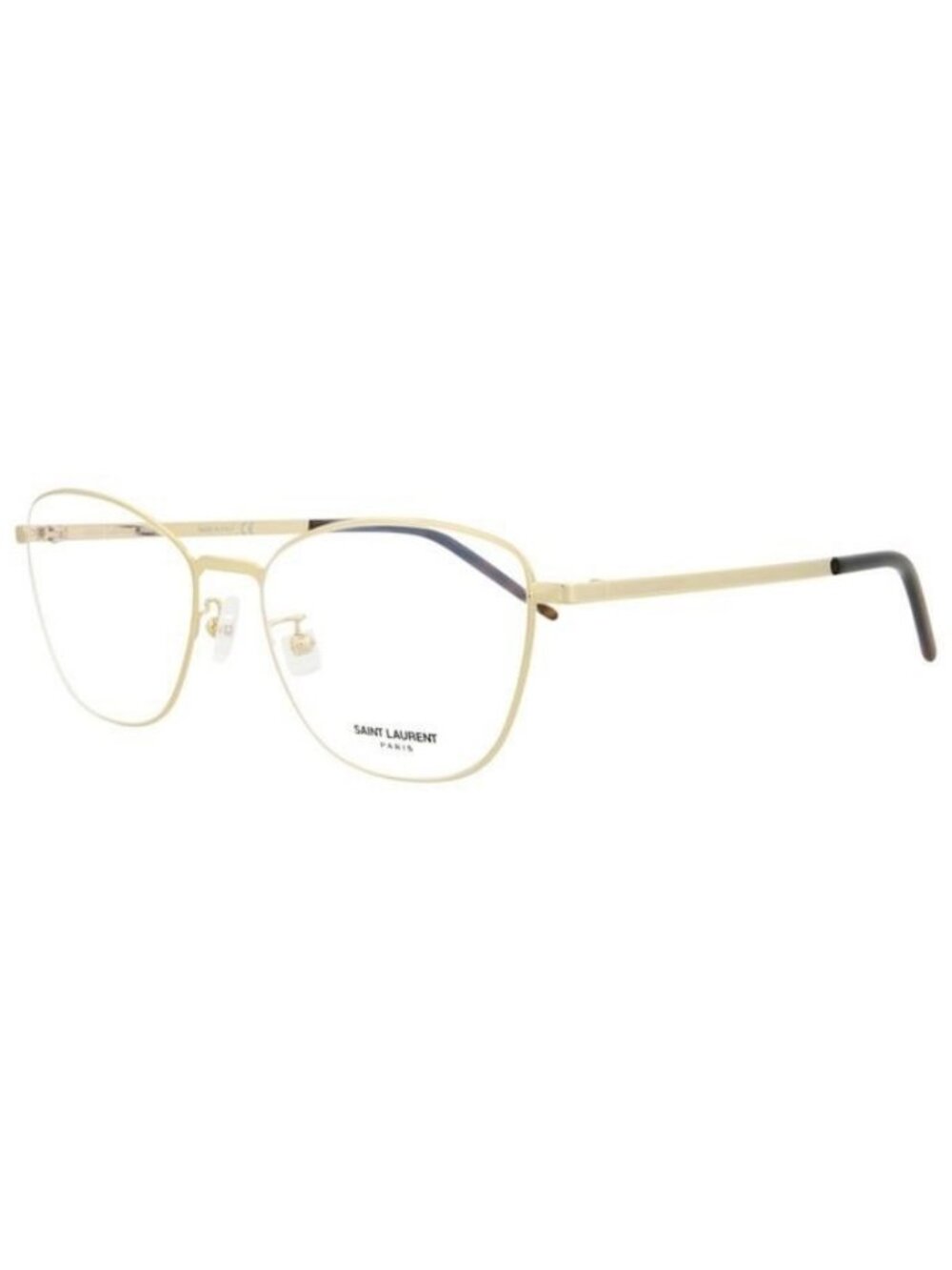 New Saint Laurent Womens Cat Eye Gold Gold Transparent Fashion Designer Eyeglass